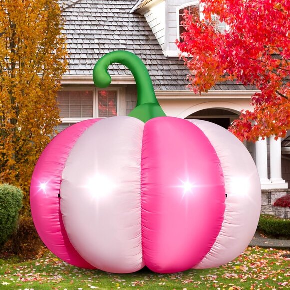 4.6FT Pink Pumpkin Build Halloween Blow Up Inflatable Decoration with LED Light - Picture 1 of 8